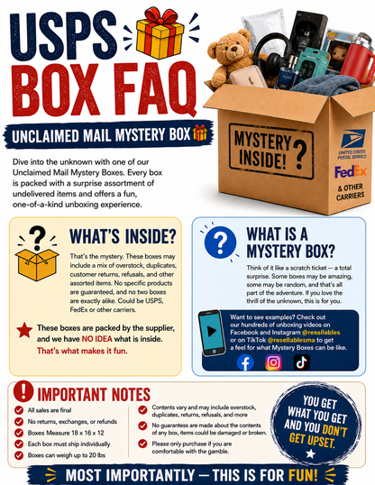 Unclaimed mail mystery box illustration