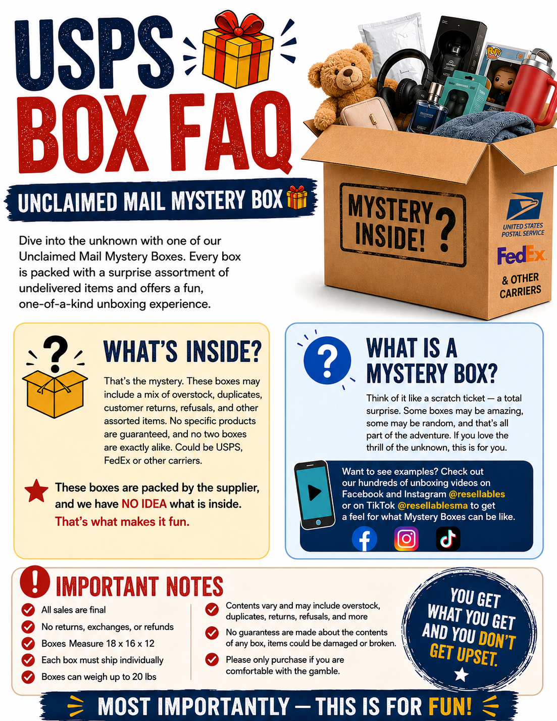 Unclaimed mail mystery box illustration