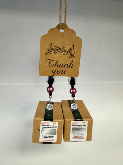 Miniature Amazon box earrings with tape details