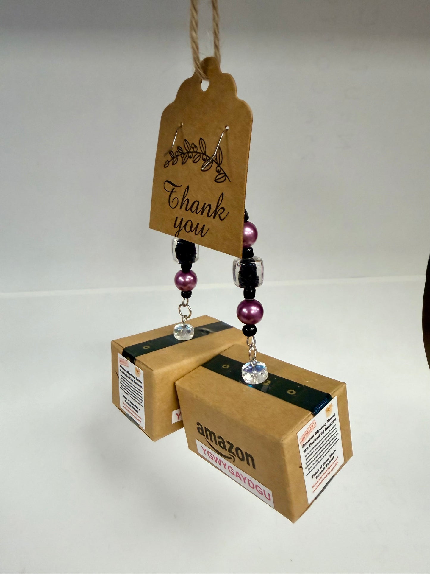 Mystery box earrings beaded detail