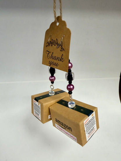 Mystery box earrings beaded detail
